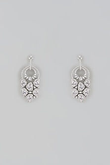 White Finish Zircon Dangler Earrings