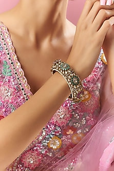 Two Tone Finish Multi-Colored Kundan Polki Bangle