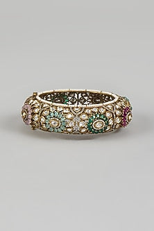 Two Tone Finish Multi-Colored Kundan Polki Bangle