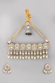 Gold Finish Mother Of Pearl Necklace Set