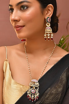 Gold Finish Kundan Polki Long Necklace
