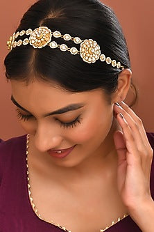 Gold Finish Kundan Polki Sheeshphool