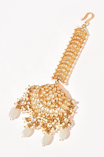 Gold Finish Kundan Polki Maangtikka