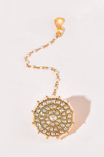 Gold Finish Kundan Polki Maangtikka