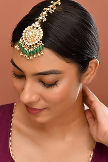 Gold Finish Kundan Polki Maangtikka