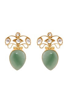 Gold Finish Stud Earrings In Sterling Silver