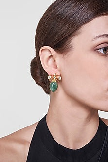 Gold Finish Stud Earrings In Sterling Silver