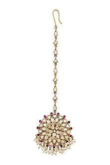 Gold Plated Sea Pearls Maang Tikka