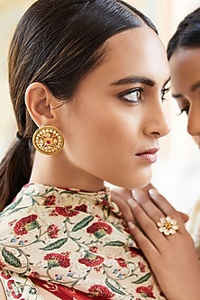 Gold Plated Crystal Floral Earrings