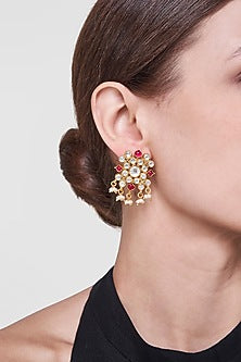 Gold Plated Pearl & Crystal Earrings