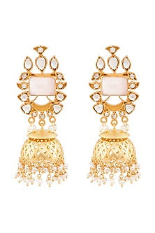 Gold Plated Pearl Jhumka Earrings