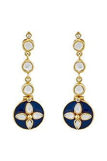 Gold Plated Blue Enamel Earrings