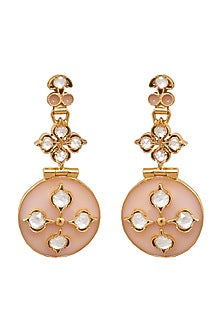 Gold Plated Rose Enamel Earrings