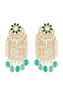 Gold Plated Green Quartz Sitara Earrings