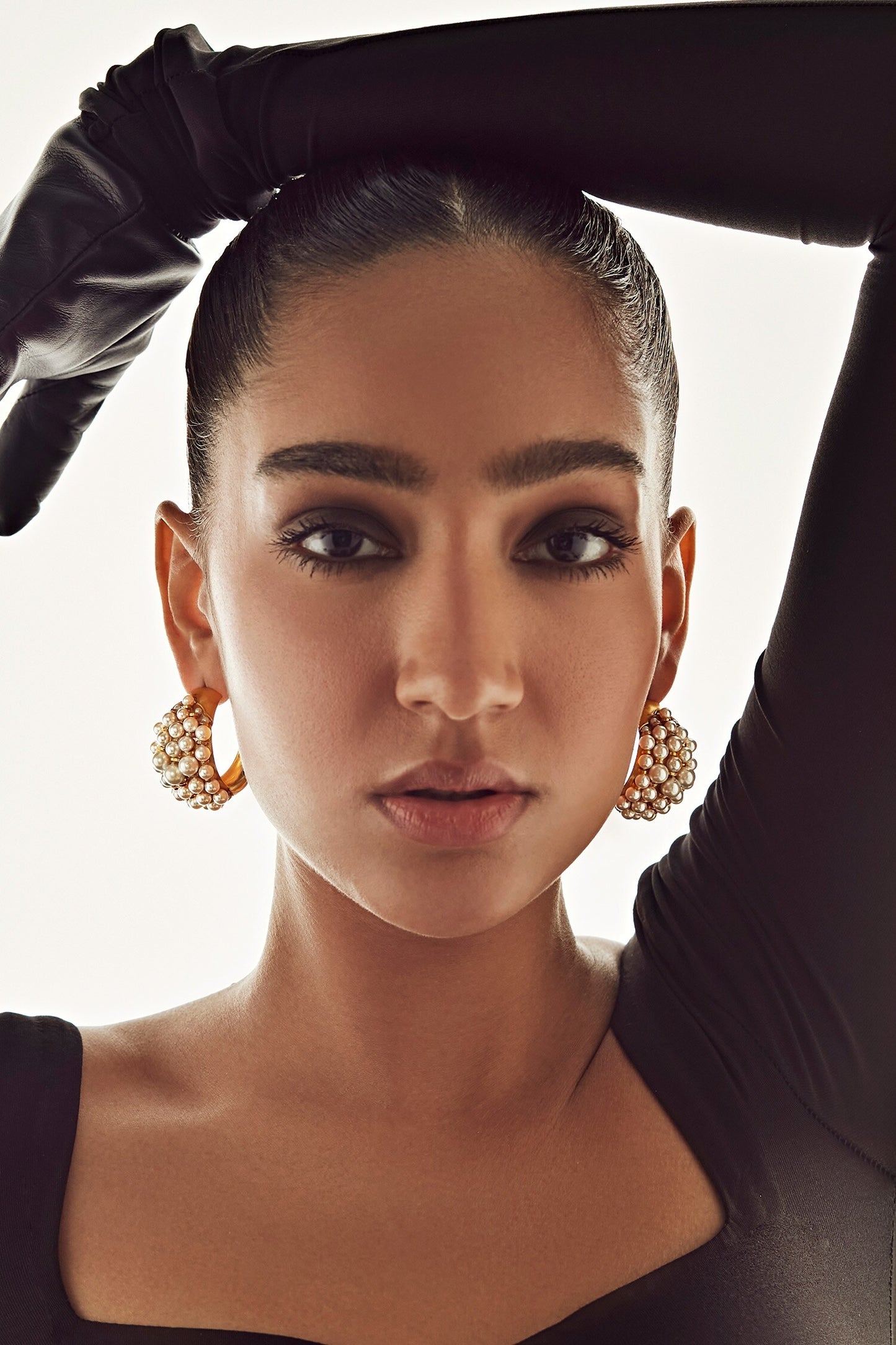 Cluster Pearl Studded Hoops 
