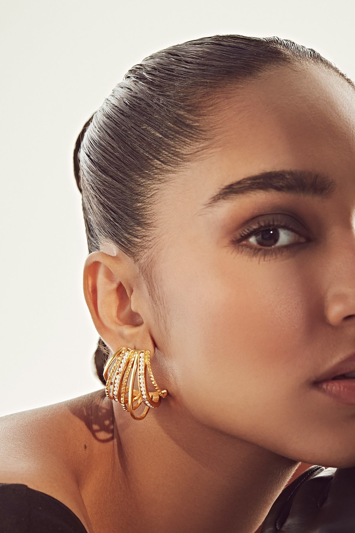 Shore Pearl Embellished Hoops 