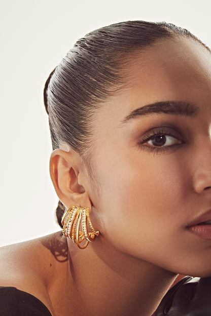 Shore Pearl Embellished Hoops 