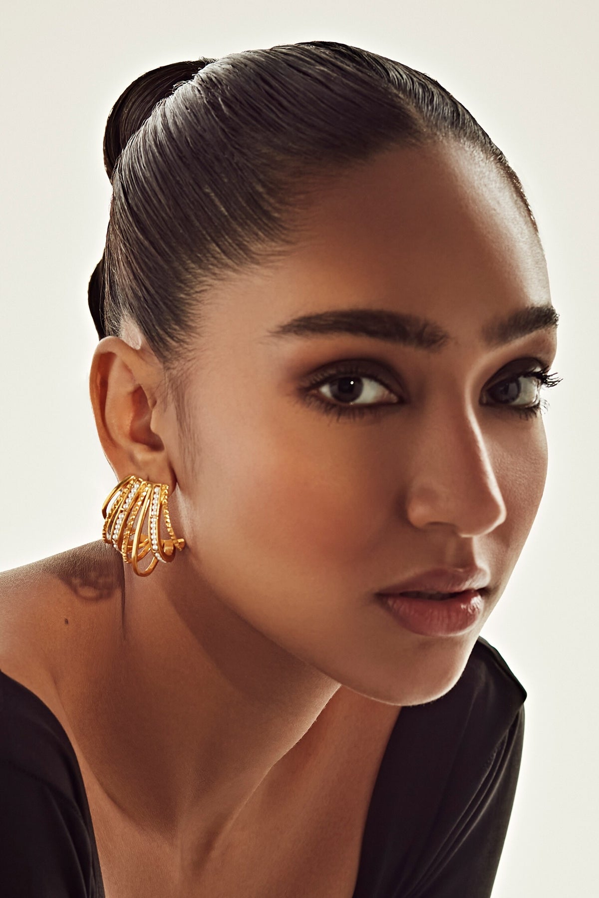 Shore Pearl Embellished Hoops 