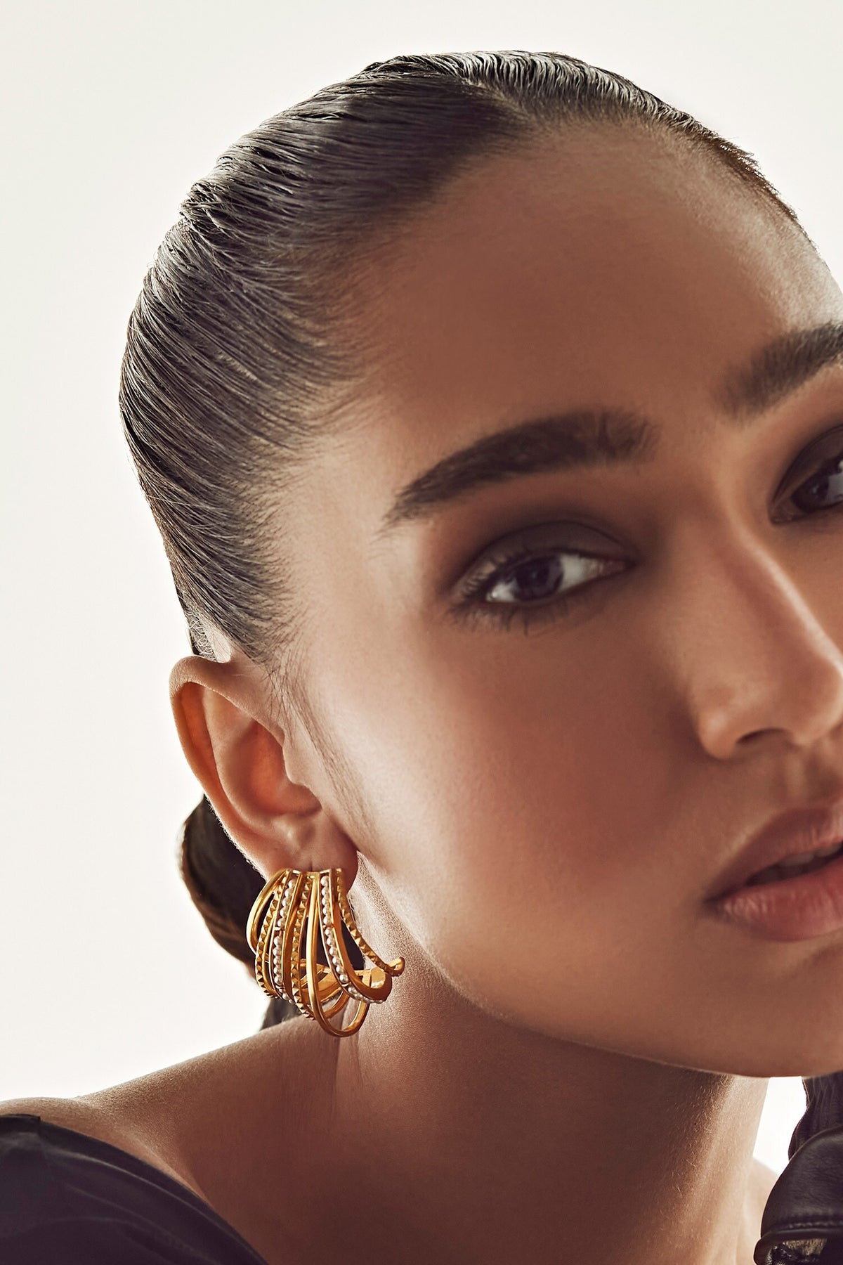 Shore Pearl Embellished Hoops 