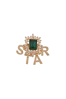 Gold Finish Diamond Star Ring