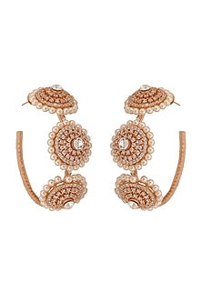 Gold Finish Pearl Hoop Earrings