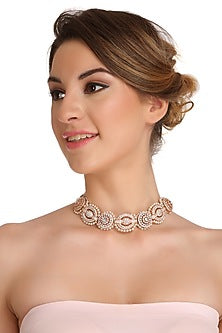 Gold Finish Crystal Choker Necklace