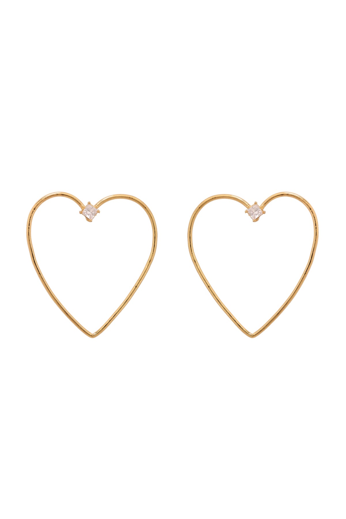 Gold Finish Heart-Shaped Hoop Earrings