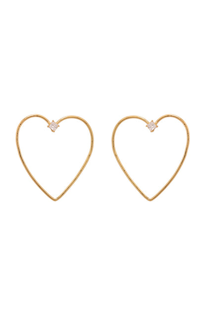 Gold Finish Heart-Shaped Hoop Earrings