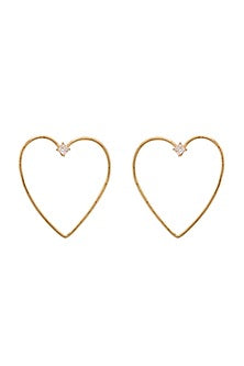 Gold Finish Heart-Shaped Hoop Earrings
