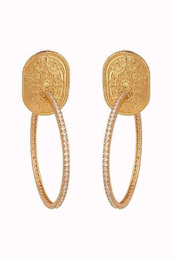 Gold Finish Zircon Hoop Earrings