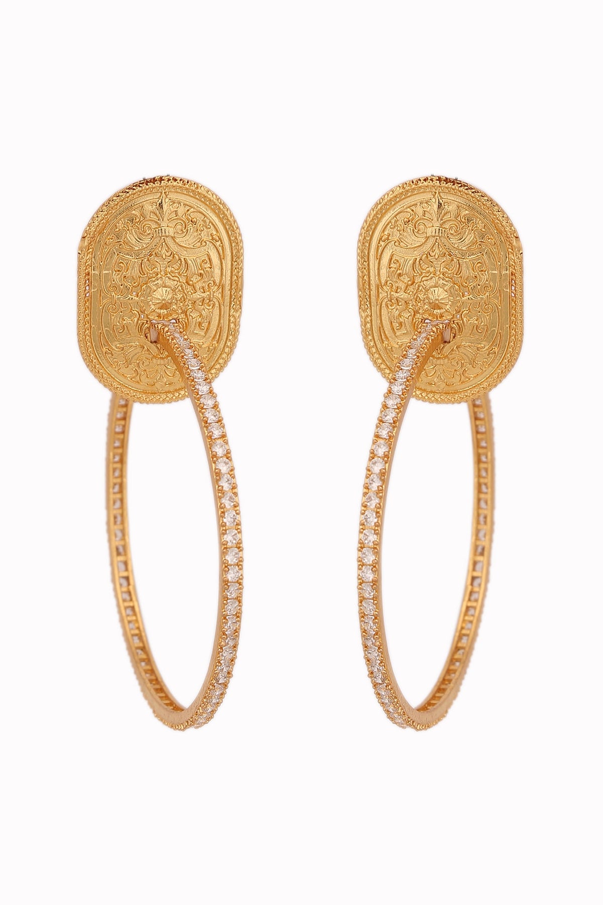 Gold Finish Zircon Hoop Earrings