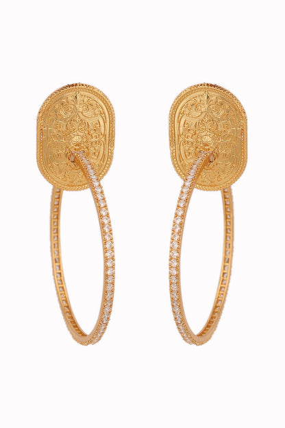 Gold Finish Zircon Hoop Earrings