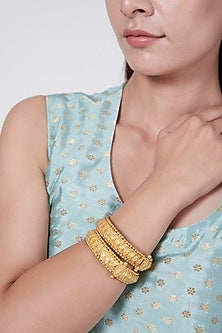 Gold Finish Elegant Bangles In Sterling Silver