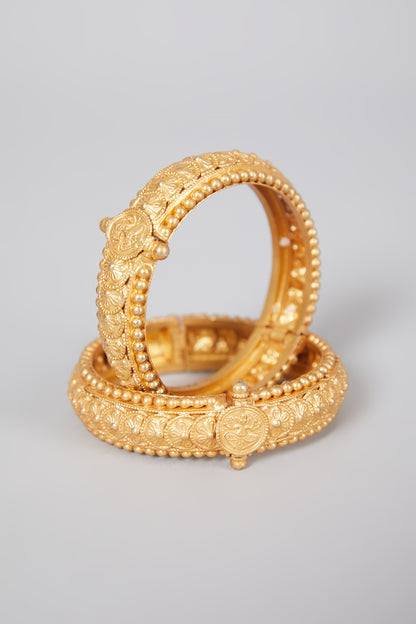 Gold Finish Elegant Bangles In Sterling Silver
