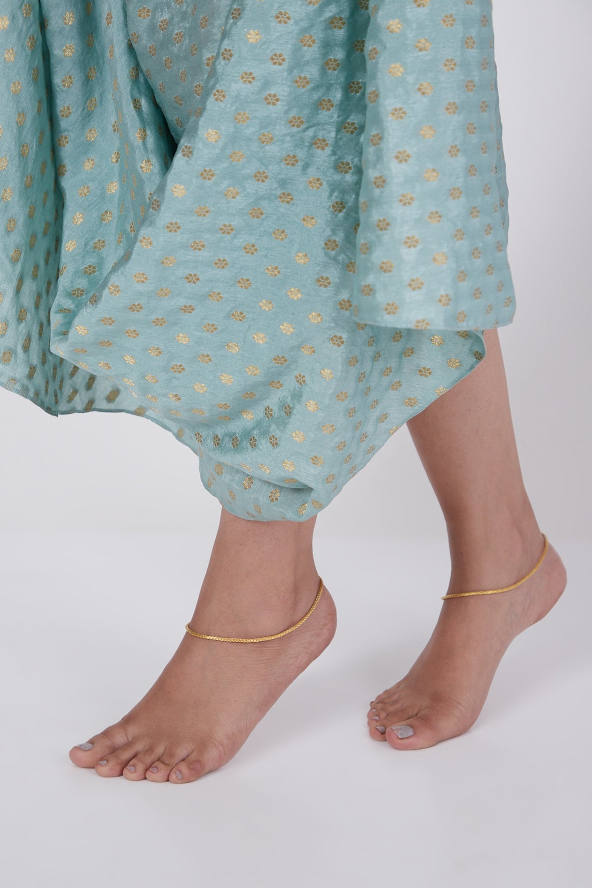 Gold Finish Anklets In Sterling Silver