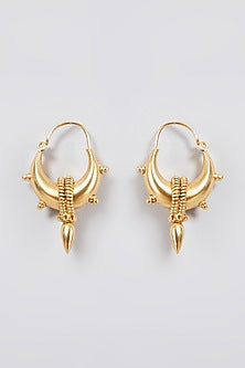 Gold Finish Earrings In Sterling Silver