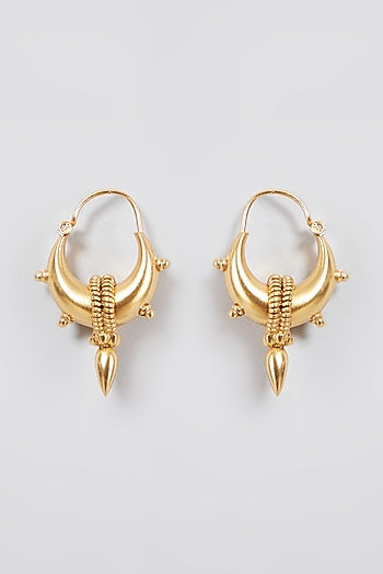 Gold Finish Earrings In Sterling Silver