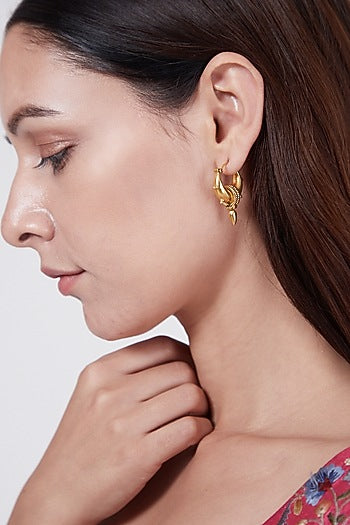 Gold Finish Earrings In Sterling Silver