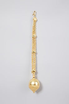 Gold Finish Maang Tikka In Sterling Silver