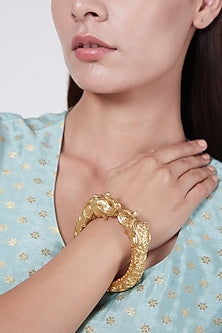 Gold Finish Bangle In Sterling Silver