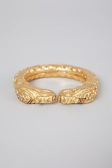 Gold Finish Bangle In Sterling Silver