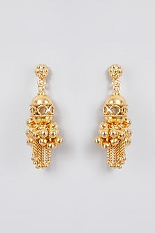Gold Finish Handcrafted Earrings In Sterling Silver
