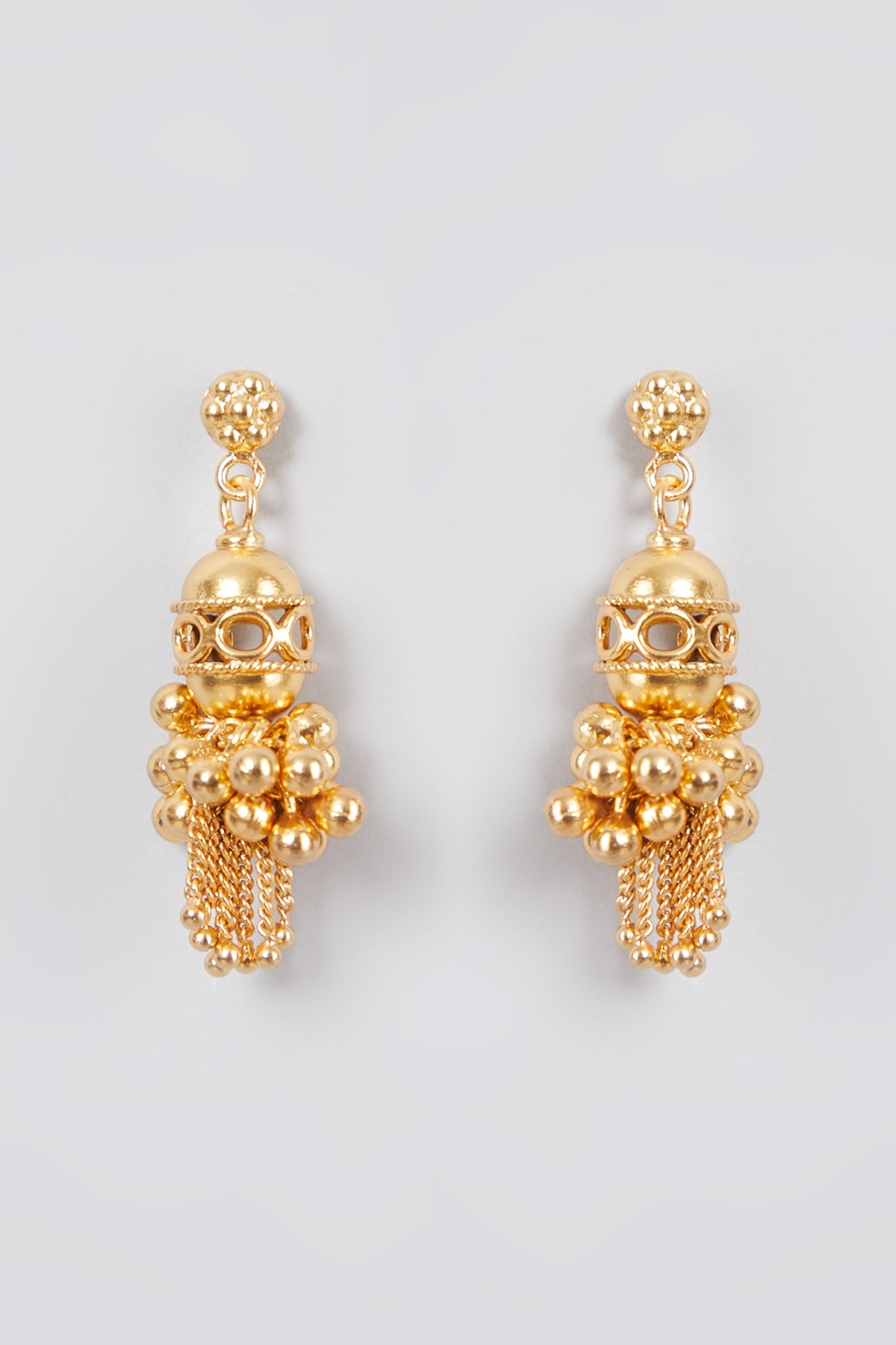 Gold Finish Handcrafted Earrings In Sterling Silver