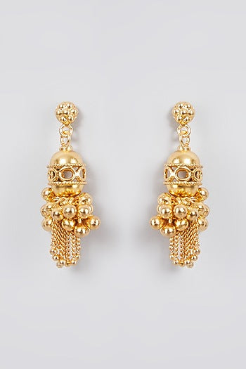 Gold Finish Handcrafted Earrings In Sterling Silver