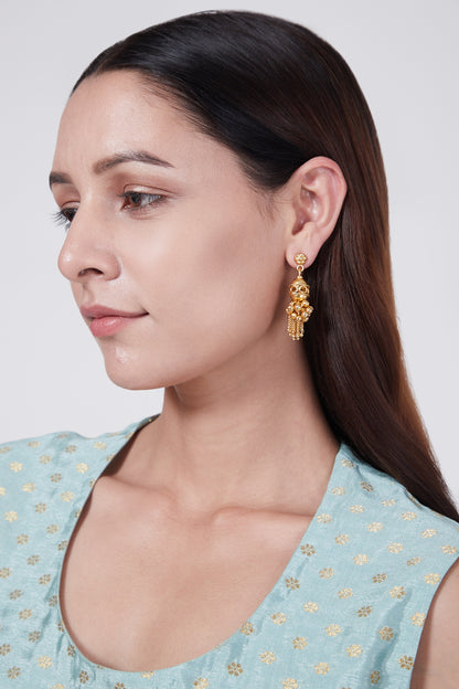 Gold Finish Handcrafted Earrings In Sterling Silver
