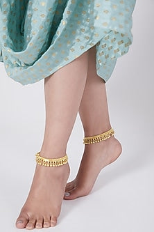 Gold Finish 92.5 Sterling Silver Anklets In Sterling Silver