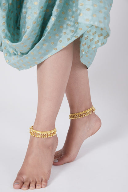 Gold Finish 92.5 Sterling Silver Anklets In Sterling Silver