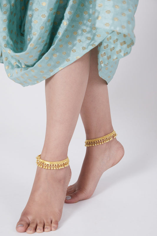 Gold Finish 92.5 Sterling Silver Anklets In Sterling Silver