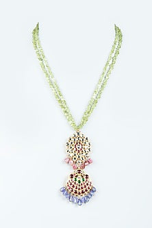 Gold Finish Handcrafted Pendant Necklace In Sterling Silver