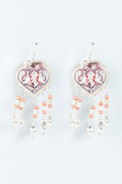 White Finish Earrings In Sterling Silver